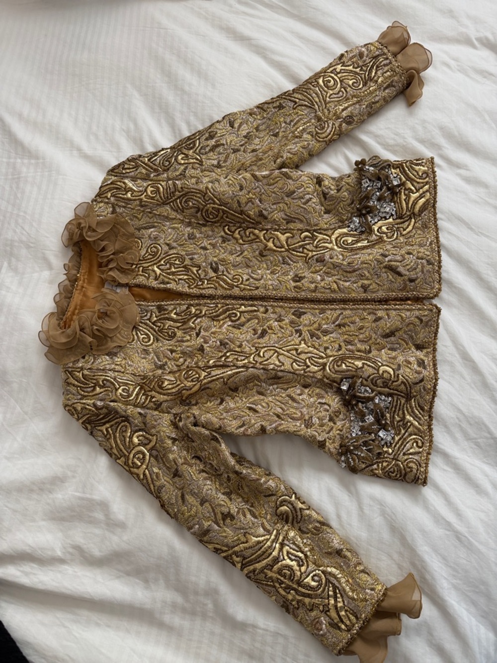 Vintage Couture Oscar de la Renta Gold Metallic Brocade Jacket - Picture 5 of 8